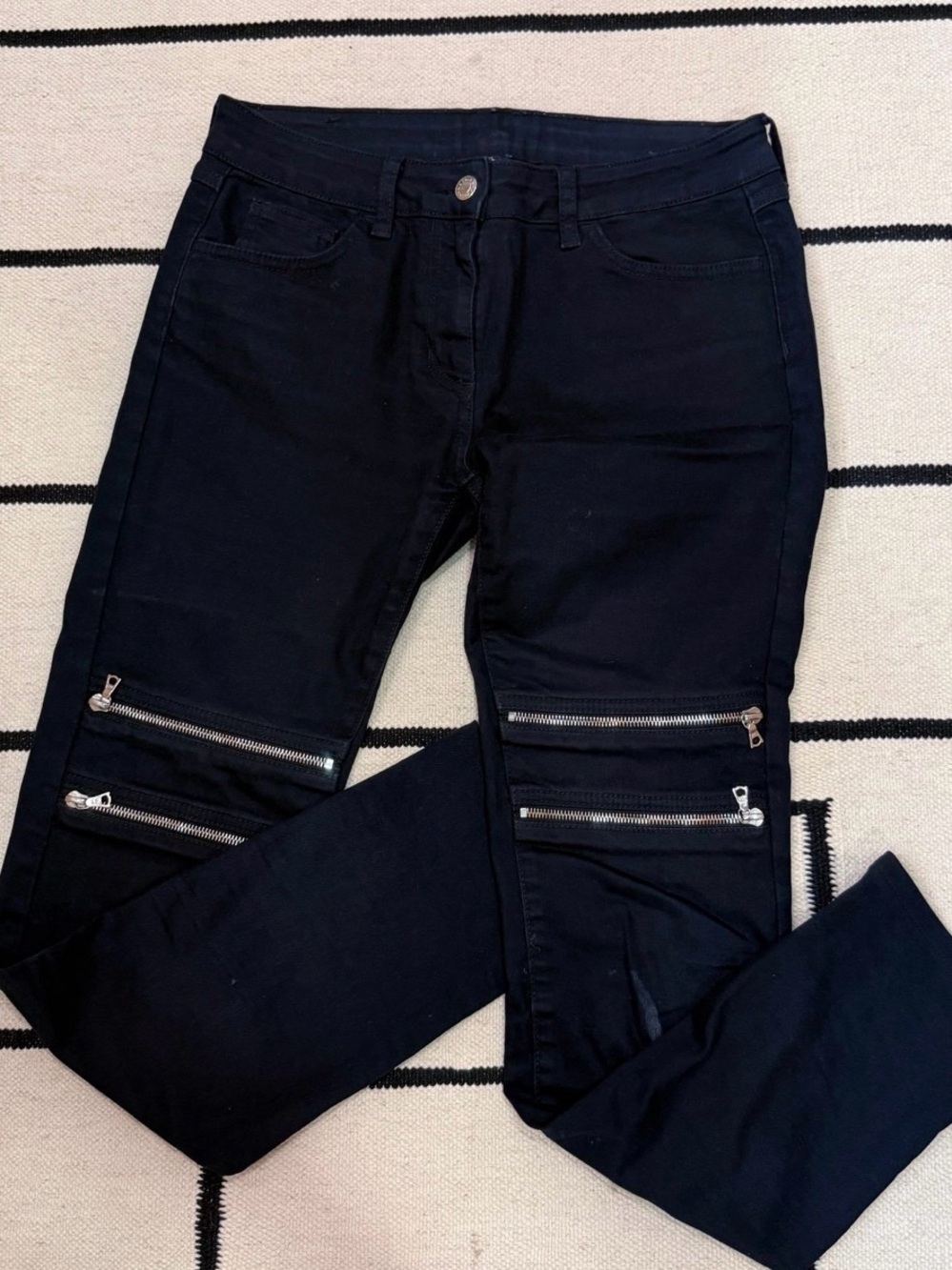 Sandro Black Jeans with Silver Zippers